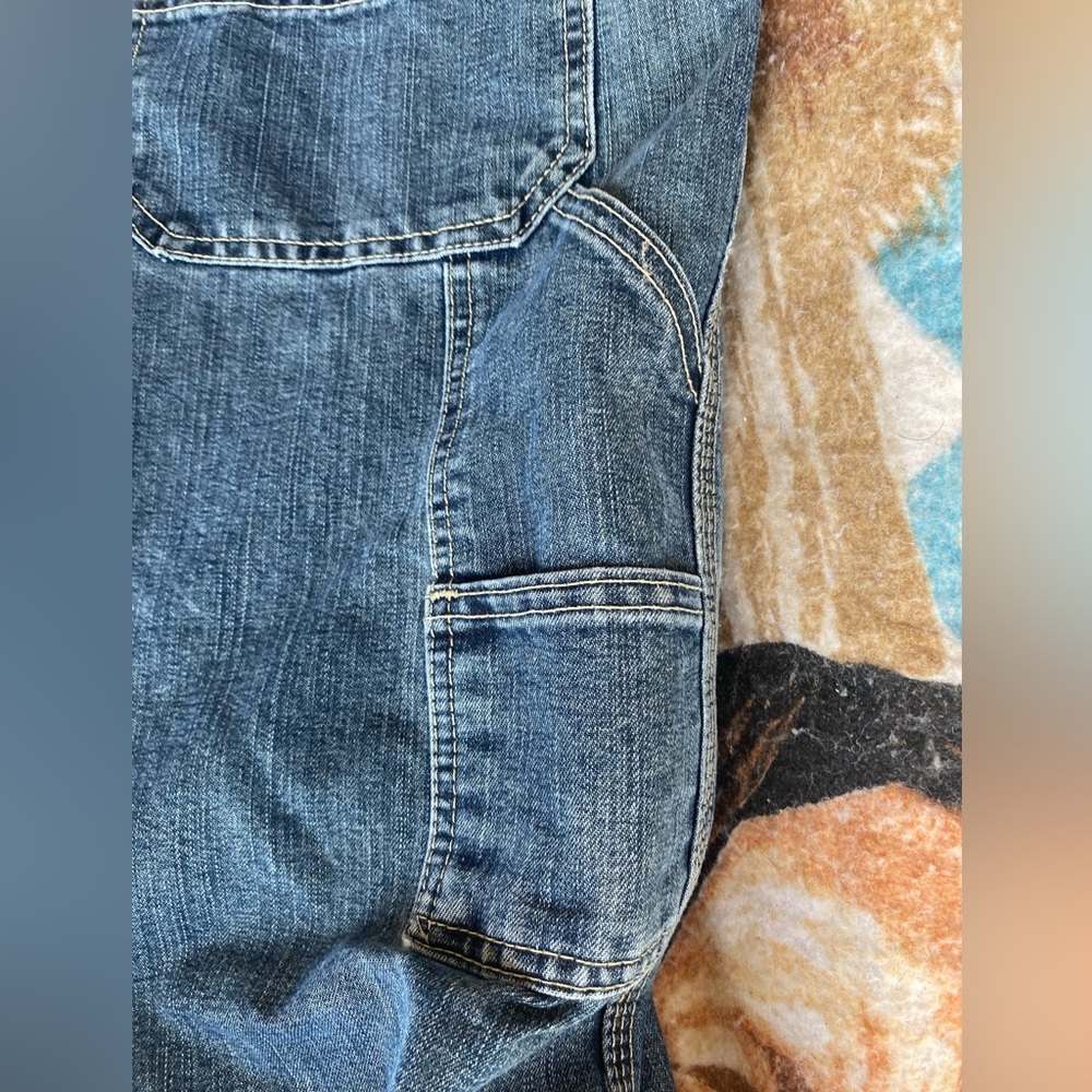Lee Carpenter Jeans Relaxed Pockets Hammer Loop Paint Splattered 40x32 - Picture 2 of 8